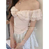 Mummy 上衣 精美古董宽蕾丝抽褶弹力短袖 Cat下蛋喵 浮光梦境