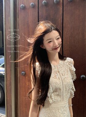 Mummy Cat 下蛋喵 【星辰露娜】新品温柔蕾丝荷叶边收腰连衣裙