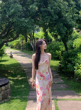 Mummy Cat 下蛋喵【香颂假日】新品人丝艺术花色晕染吊带连衣裙