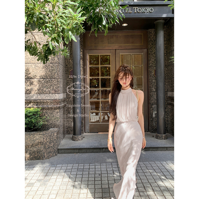 挂脖人丝莱赛尔鱼尾连衣裙