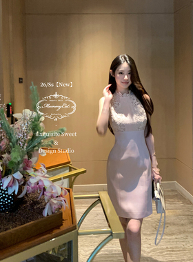 Mummy Cat 下蛋喵【粉翡佳人】26新品优雅蕾丝拼接重磅缎面连衣裙