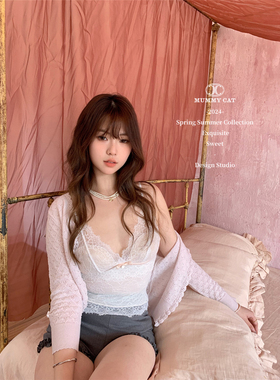 Mummy Cat 下蛋喵 33羊毛手工钩花镂空薄款针织开衫上衣