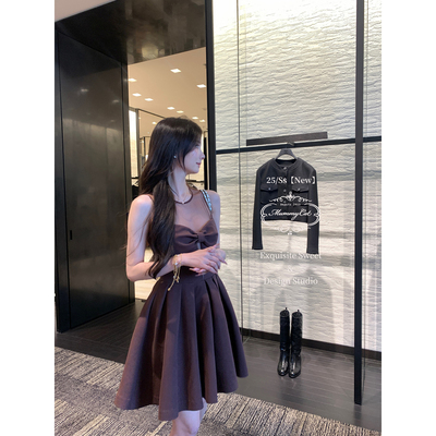 重磅颗粒弹力TR蝴蝶结礼服连衣裙