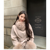 新品 MummyCat下蛋喵 抚子暖意 100绵羊毛日系绑带大衣外套