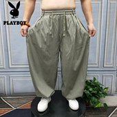 休闲简约舒适百搭运动长裤 束脚裤 宽松加肥加大阔腿裤 花花公子新款