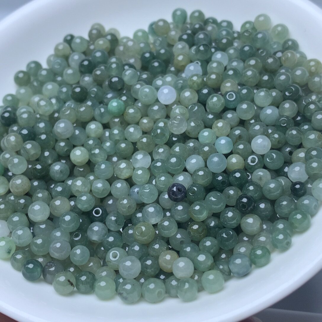 翡翠A货卡4mm油青珠珠100颗
