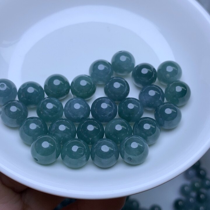 翡翠A货卡10mm冰蓝水珠珠10颗