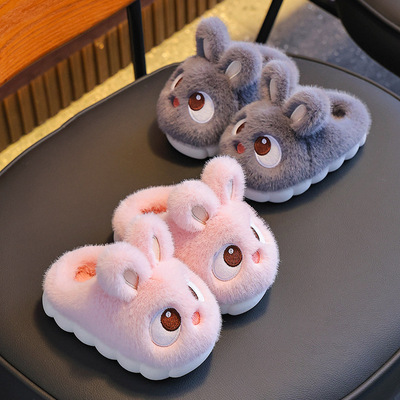 2025新款儿童保暖毛绒棉拖