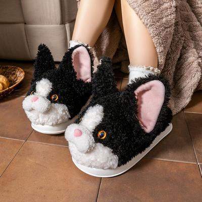 德文猫女冬加厚保暖棉拖