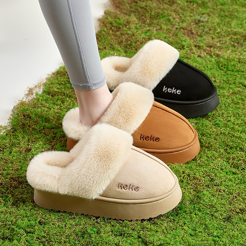 新品福利良品毛毛拖鞋女外穿家居2025新款防滑厚底保暖包头棉拖鞋