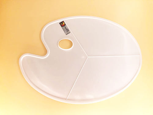 虹影HB-609 带边隔线美术调色盘 大号塑料椭圆三线调色板美术专用