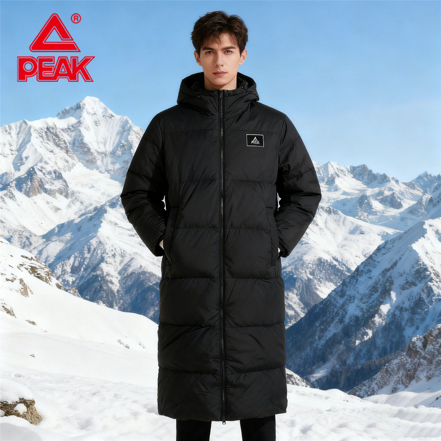 匹克男装长款羽绒服户外秋冬连帽加厚面包服黑色小个子男款上衣潮