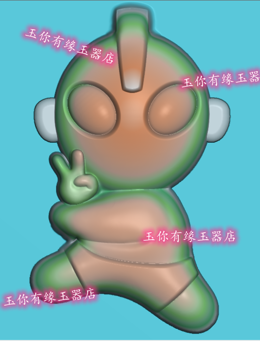 精雕图浮雕图bmp灰度图jdp 奥特曼 超人 剪刀手 耶 玉雕图