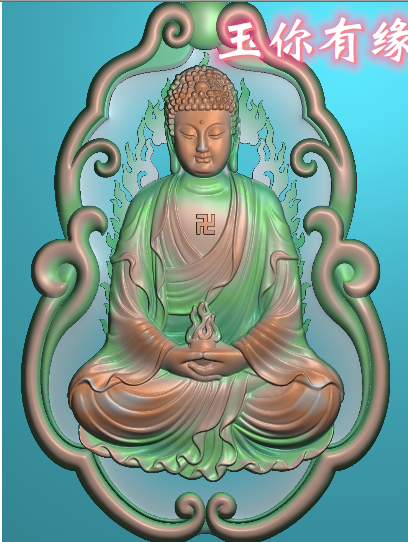 火焰底大日如来佛祖 释迦摩尼坐佛 精雕图 浮雕tff98电脑雕刻JDP