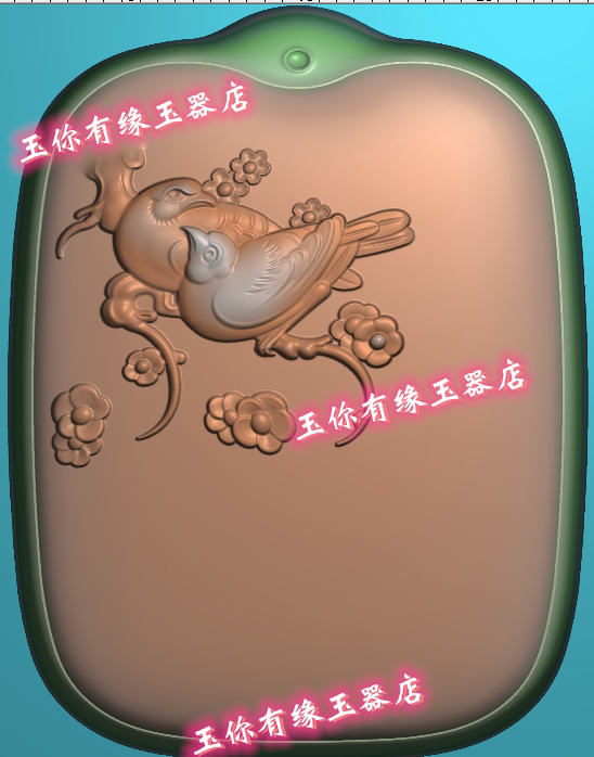 精雕新款动物图梅花双喜鹊花鸟牌电脑雕刻玉雕喜上眉梢