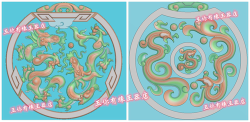 仿古双龙双凤龙牌凤凰龙凤对牌龙凤呈祥精雕图浮雕玉雕电脑雕刻J