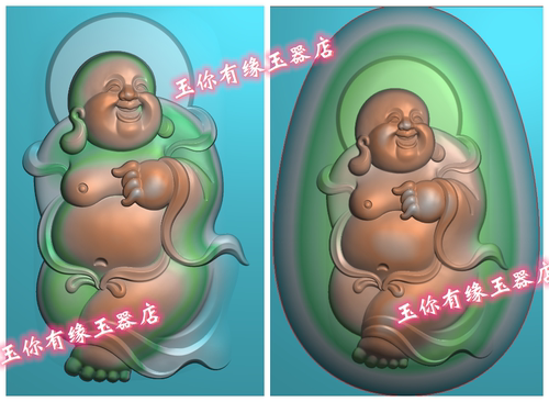 电脑玉雕图包衣佛挂件精雕图