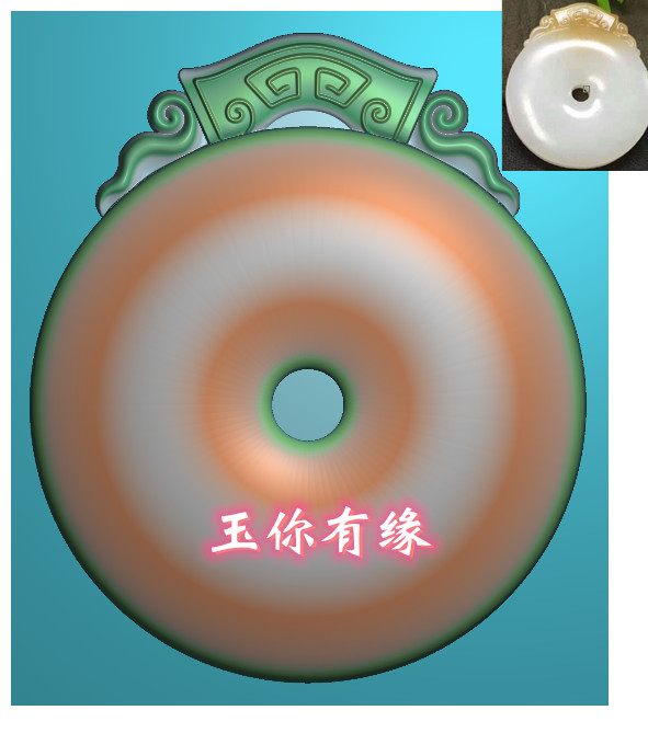 精雕图椭圆如意花头牌头平安扣怀古雕刻玉雕图平安扣挂件花件