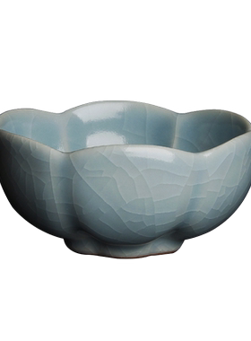 御茶园 台湾柏采汝窑茶杯  柏采窑 BR-102D 莲花杯主人杯汝瓷开片