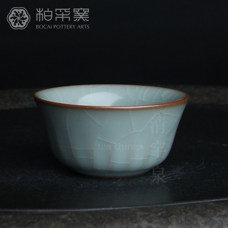 台湾柏采汝窑茶杯秘色釉 柏采窑BR-153S满园春色杯汝瓷开片主人杯图片