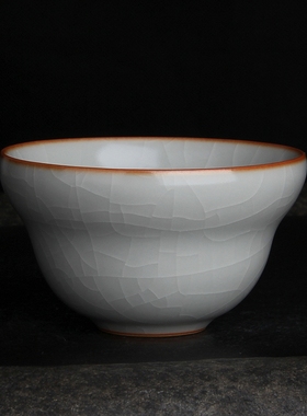 台湾柏采汝窑茶杯冬青釉月白 柏采窑BR-158E玉杨金开杯开片主人杯