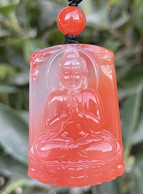 精品南红玛瑙大日如来吊坠，特色冰飘非常漂亮尺寸26.5x39x11.5mm