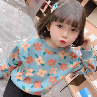 女宝童装2025春装毛圈厚T恤外套中小童幼儿园韩版潮服纯棉保暖上
