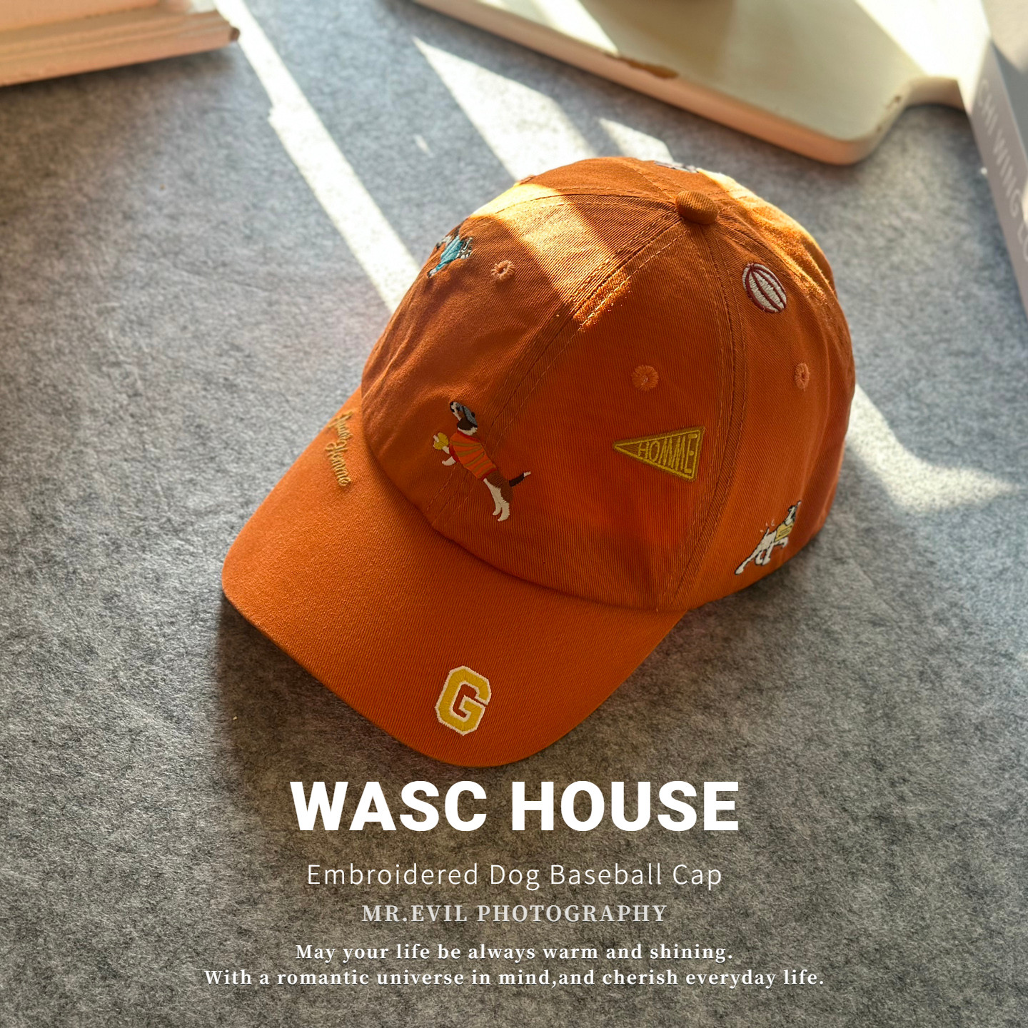 太可爱！WASC潮牌刺绣小狗棒球帽图片