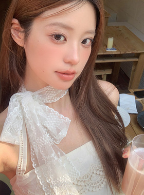 纯欲风领巾法式蕾丝细窄长条丝巾女春夏百搭装饰气质飘带颈带