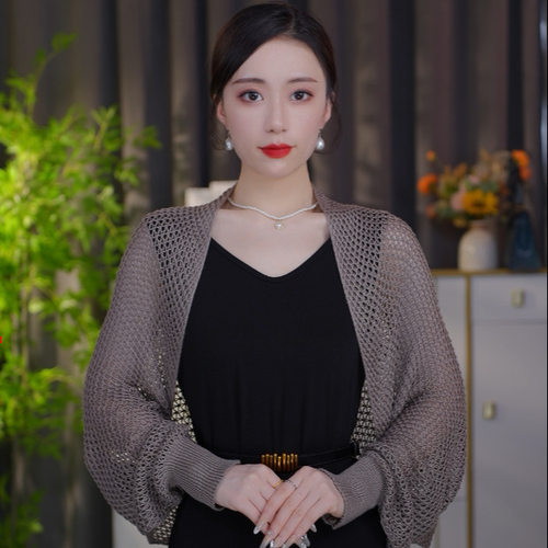 2025春夏新款韩版百搭时尚针织披肩空调开衫女【冰丝长袖披肩】