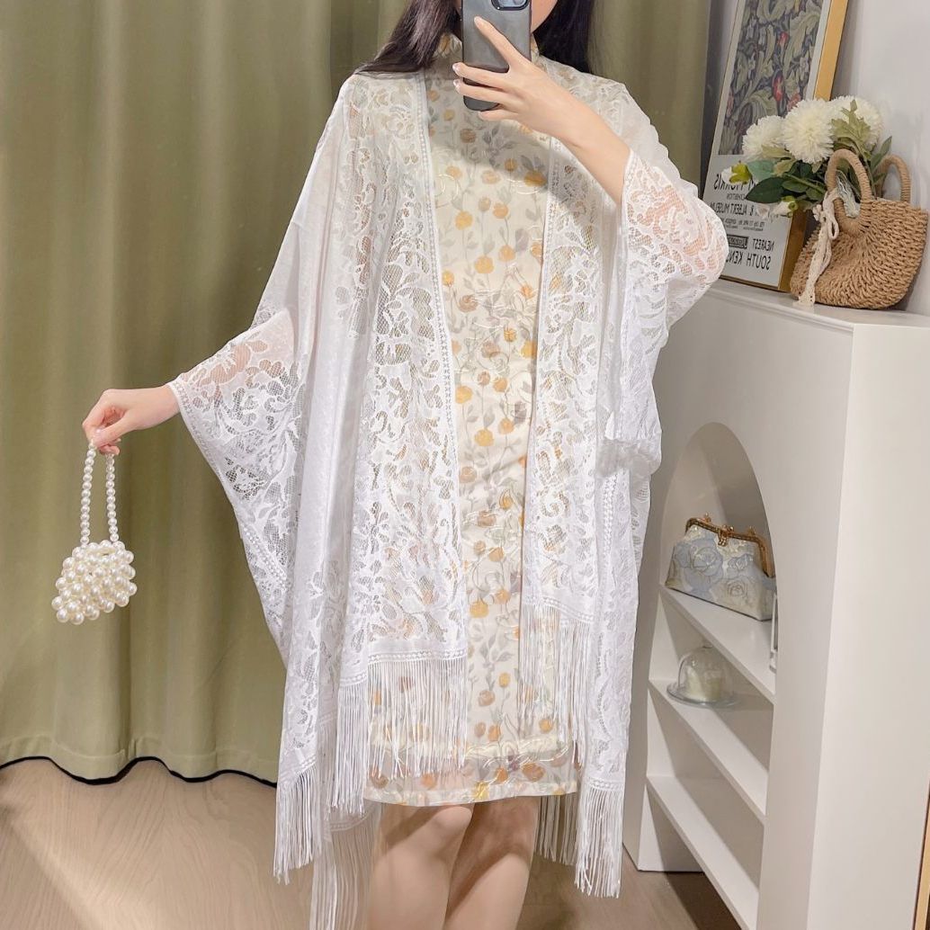国风春夏镂空外搭披肩女披风斗篷文艺风薄款长款罩衫外套拍照装饰