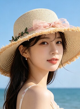夏季草编大檐防晒显脸小沙滩帽