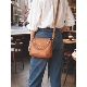 植鞣牛皮斜跨包单肩包法式 复古车缝线方包头层牛皮真皮小包