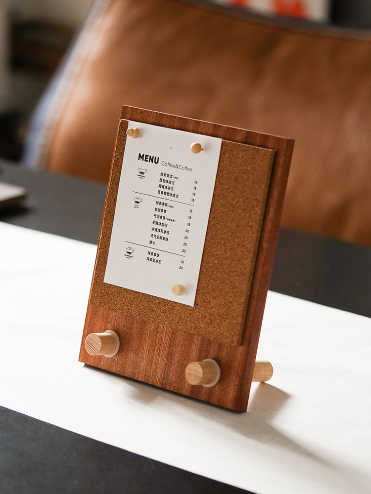 桌面软木留言板 木质书桌记事板 立式备忘提示板家用便签板照片板