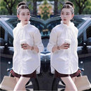 复古宽松白色衬衫 2025秋季 纯棉衬衣法式 独特气质花边领长袖 女 新款