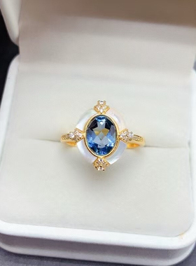 个性定制925纯银戒指空托来石镶嵌椭圆6×8红蓝宝石戒托银托加工