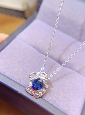 925纯银吊坠项链空托椭圆5×6来石镶嵌红蓝宝石定制款式加工银托