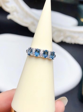 排戒925纯银戒指戒托活圈4粒椭圆3*5/3*4蓝宝石空托银托定制批发