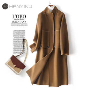 羊毛呢大衣女中长款立领韩版外套