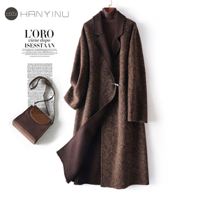 羊驼毛呢外套女长款西装领宽松慵懒风2025冬新款高级感双面呢大衣