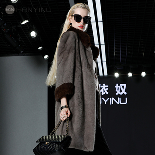 貂皮大衣女整貂2025秋冬中长新款天鹅绒立领裘皮海宁皮草水貂外套