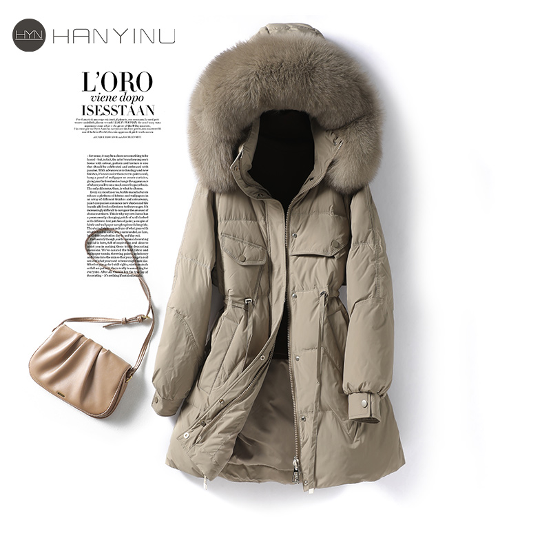 羽绒服中长款狐狸毛领韩版小个子