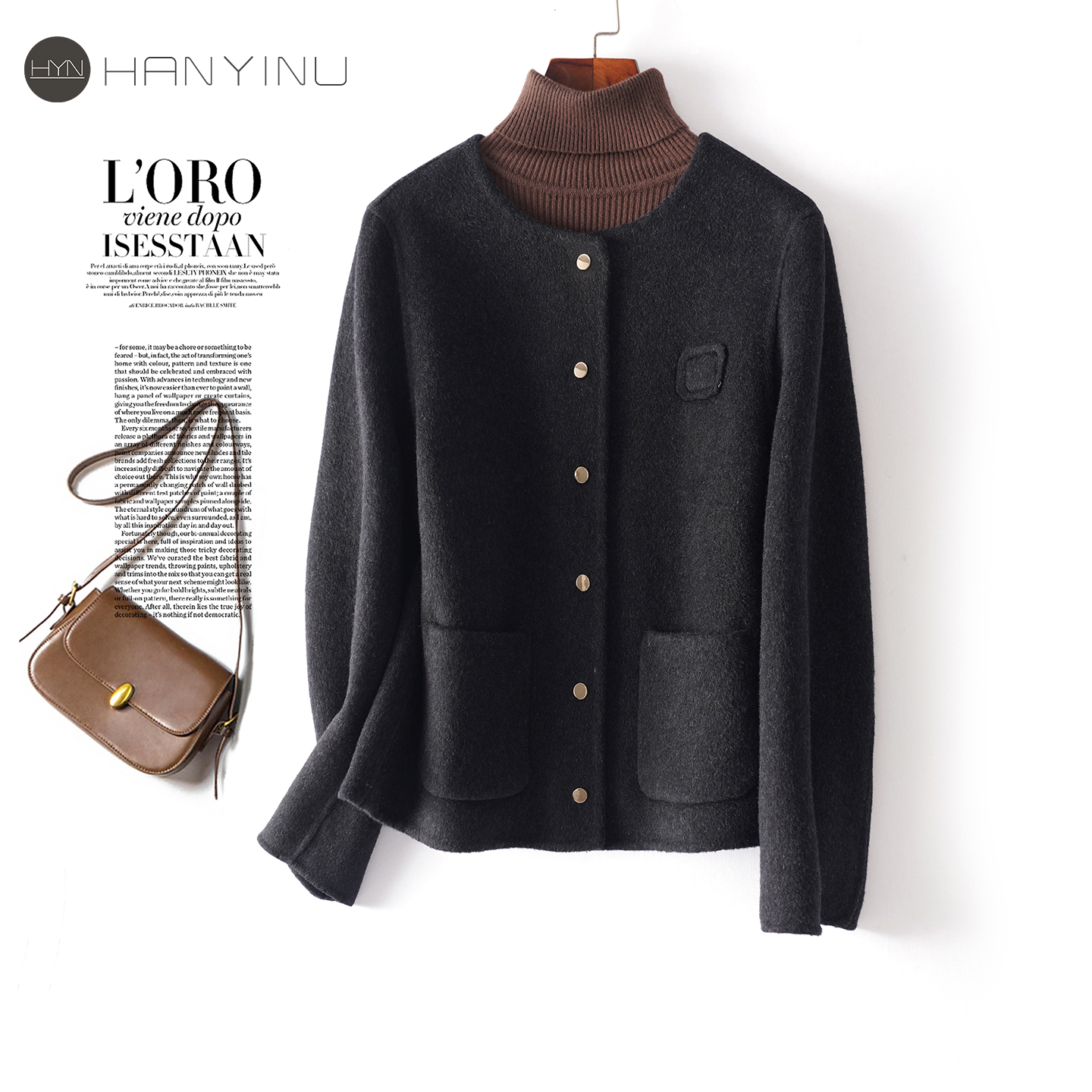 小个子短款圆领毛呢外套女士大衣