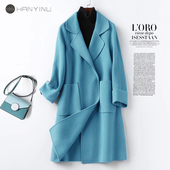 宽松2025春秋新款 双面呢大衣女士中长款 韩版 高级感全羊毛呢子外套