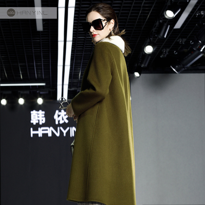 韩依奴双面呢大衣女士中长款毛呢