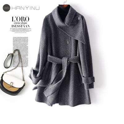 双面呢大衣中长款韩版羊毛呢外套