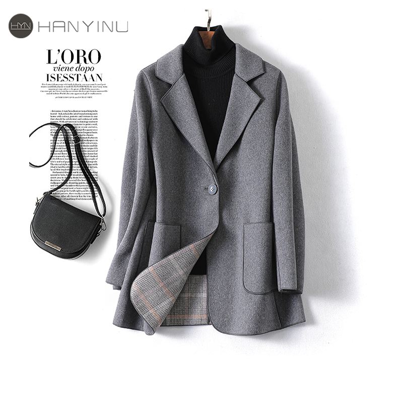 双面呢大衣修身羊毛毛呢西装外套