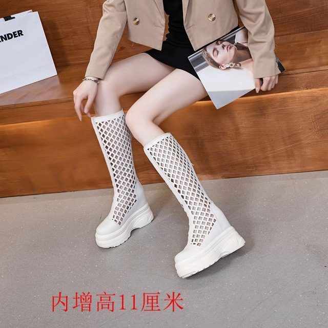 新款松糕厚底洞洞孔凉靴增高马丁