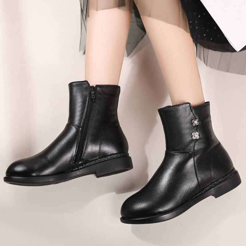 马丁靴女新款百搭平跟短靴秋冬季女靴春秋单靴加绒棉靴大码靴4143