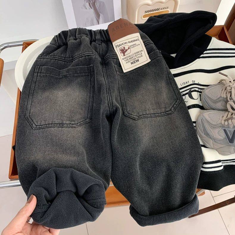 男童一体绒牛仔裤秋冬装2025新款儿童韩版宽松裤子中小童柔软长裤,童装/婴儿装/亲子装,儿童牛仔裤,淘宝优惠券,粉丝福利购,淘宝优惠卷